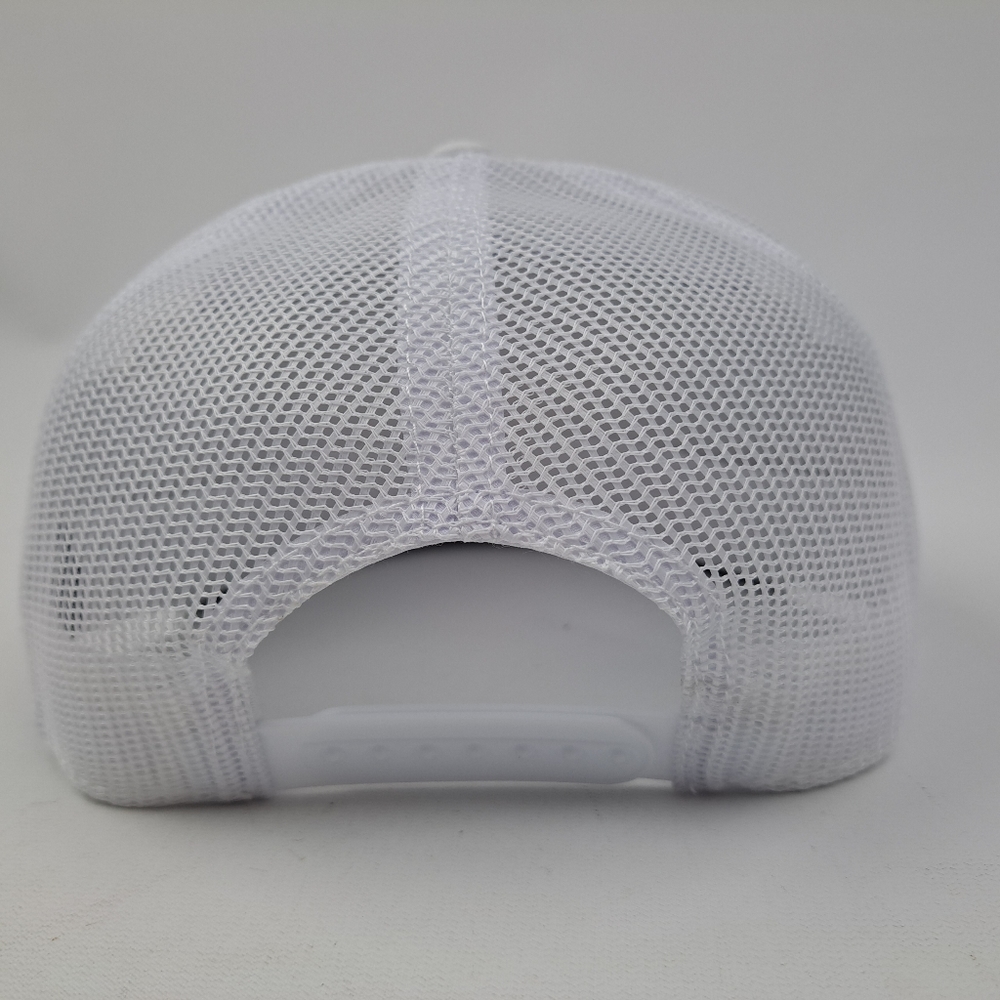 Snap On Embroidered Patch Flat Bill Trucker Mesh Snapback Cap Hat White - Picture 4 of 4